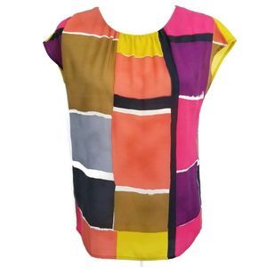 LOFT Ann Taylor XS Shirt Pink Purple Green Blouse